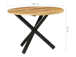 Mesa de comedor redonda 100x100x75 cm Madera de mango en bruto