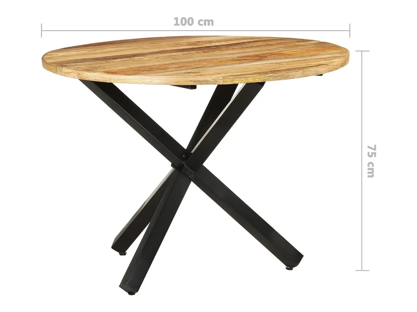 Mesa de comedor redonda 100x100x75 cm Madera de mango en bruto