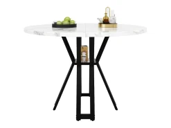 Mesa de comedor redonda (100x100x76cm), de lujo, para 4-6 personas, MDF efecto mármol.