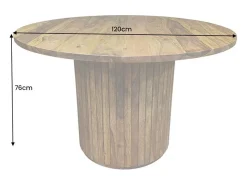 Mesa de comedor redonda YONA 120 cm Mesa rústica de madera maciza de sheesham