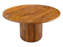 Mesa de comedor redonda YONA 120 cm Mesa rústica de madera maciza de sheesham