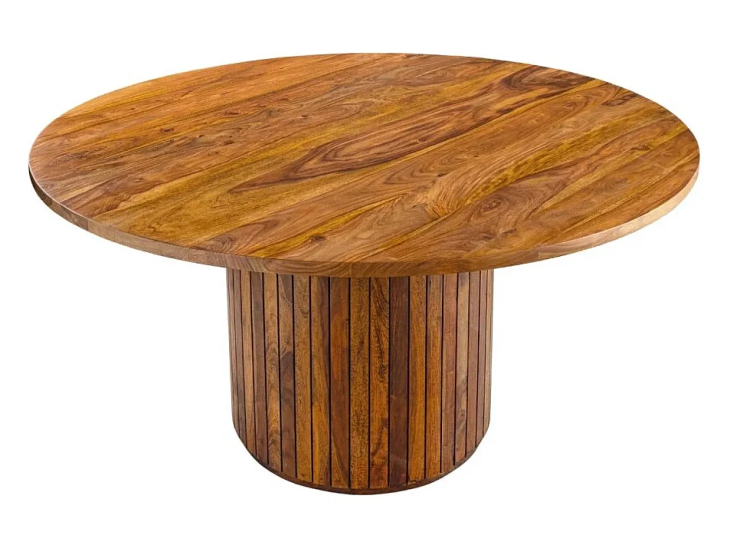 Mesa de comedor redonda YONA 120 cm Mesa rústica de madera maciza de sheesham