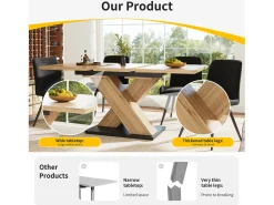 Mesa de comedor retráctil 158,5 x 80 cm - 6 a 8 personas - MDF - Natural