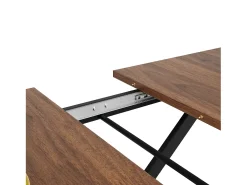 Mesa de comedor retráctil - MDF y metal - tapa con efecto de veta de madera - Marrón