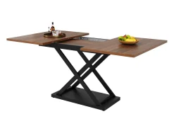 Mesa de comedor retráctil - MDF y metal - tapa con efecto de veta de madera - Marrón