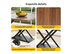Mesa de comedor retráctil - MDF y metal - tapa con efecto de veta de madera - Marrón