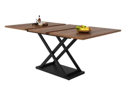 Mesa de comedor retráctil - MDF y metal - tapa con efecto de veta de madera - Marrón