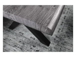 Mesa de comedor RIVET – Rectangular 200 cm – Madera gris y metal negro