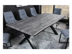 Mesa de comedor RIVET – Rectangular 200 cm – Madera gris y metal negro