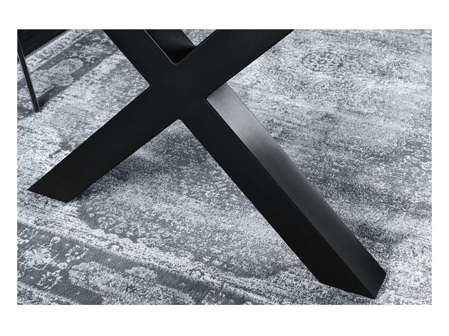 Mesa de comedor RIVET – Rectangular 200 cm – Madera gris y metal negro
