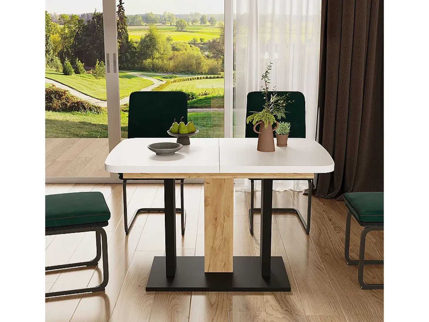 Mesa de comedor roble blanco/dorado 120x80x77.3 fenaro