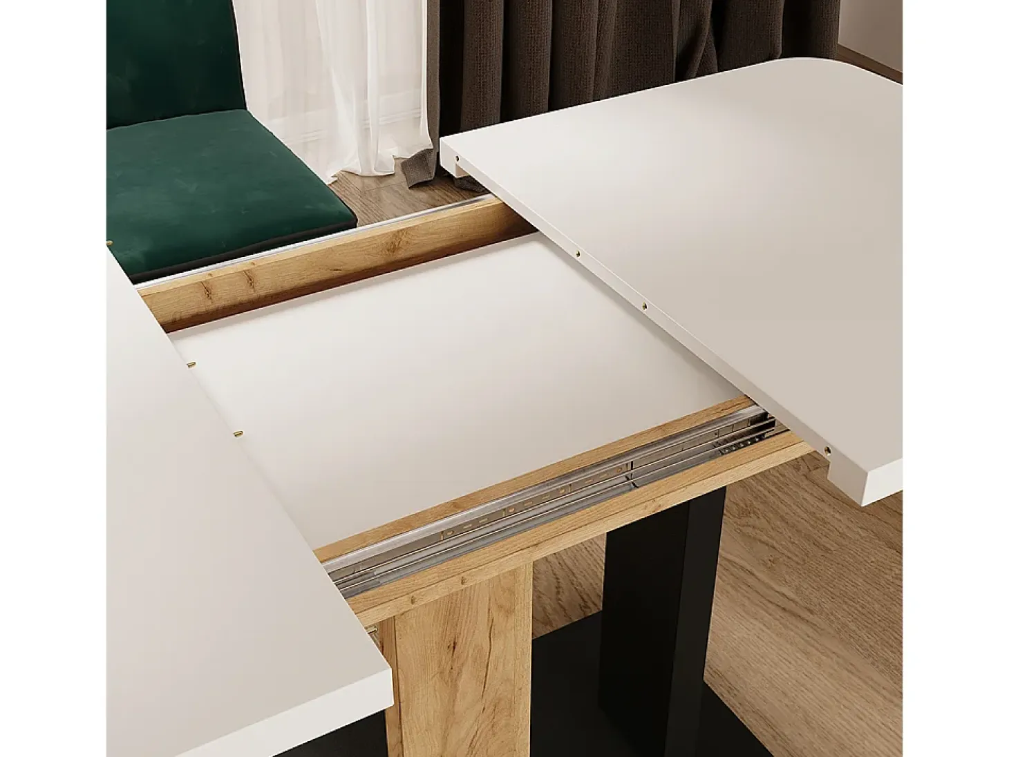 Mesa de comedor roble blanco/dorado 120x80x77.3 fenaro
