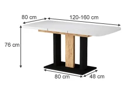 Mesa de comedor roble blanco/dorado 120x80x77.3 fenaro