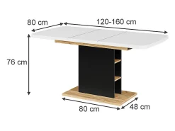 Mesa de comedor roble blanco/dorado 120x80x77.3 fenaro