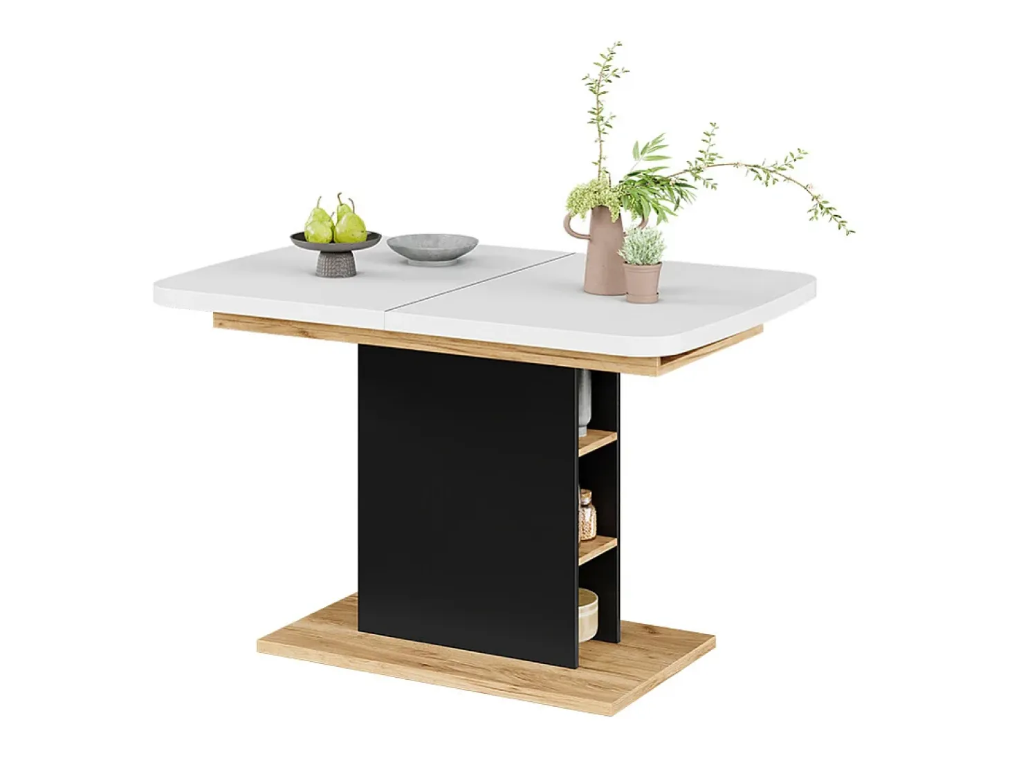 Mesa de comedor roble blanco/dorado 120x80x77.3 fenaro