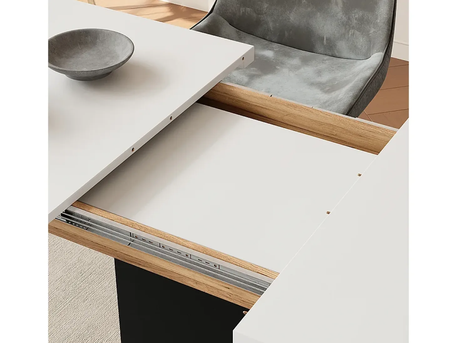 Mesa de comedor roble blanco/dorado 120x80x77.3 fenaro