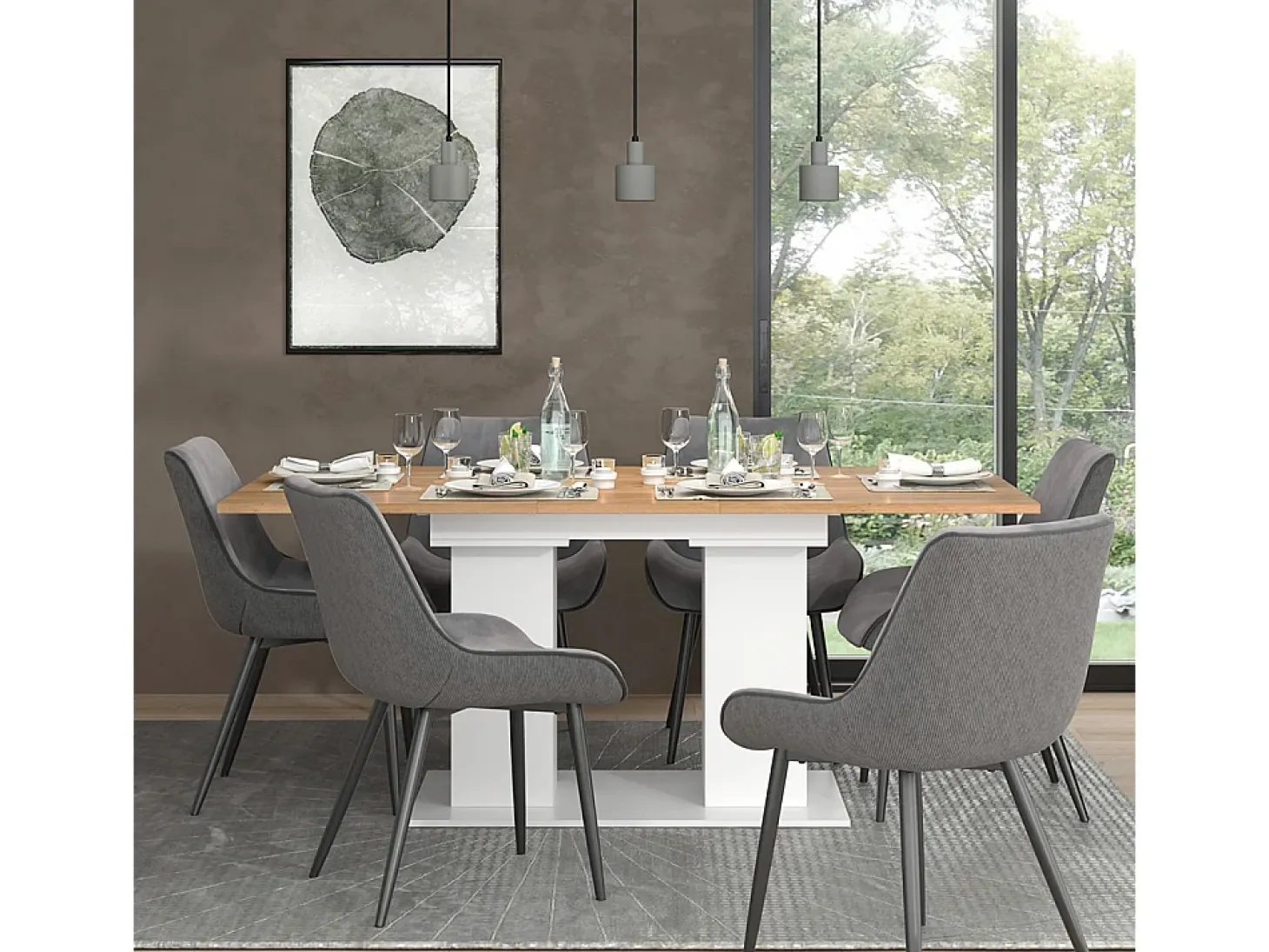Mesa de comedor roble blanco/dorado 180x90x76 dix