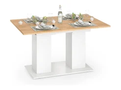 Mesa de comedor roble blanco/dorado 180x90x76 dix