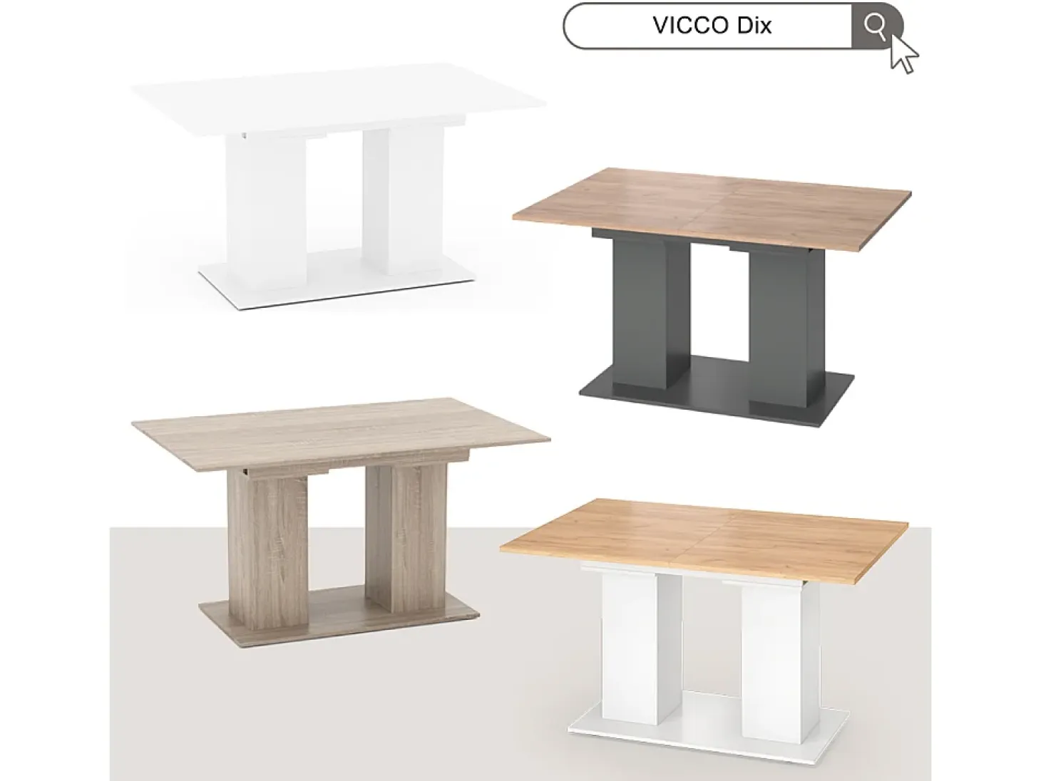 Mesa de comedor roble blanco/dorado 180x90x76 dix