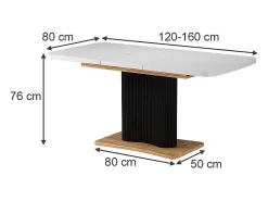 Mesa de comedor roble blanco/dorado 120x80x77.4 fenaro