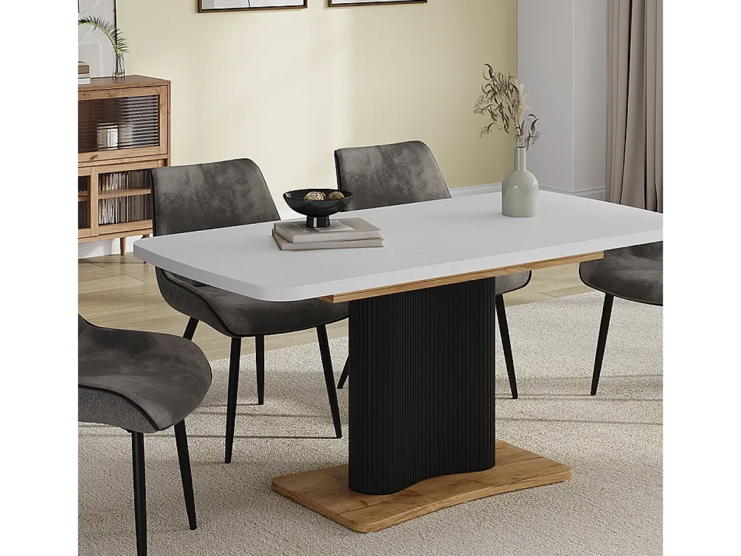 Mesa de comedor roble blanco/dorado 120x80x77.4 fenaro