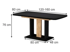 Mesa de comedor roble negro/dorado 120x80x77.3 fenaro