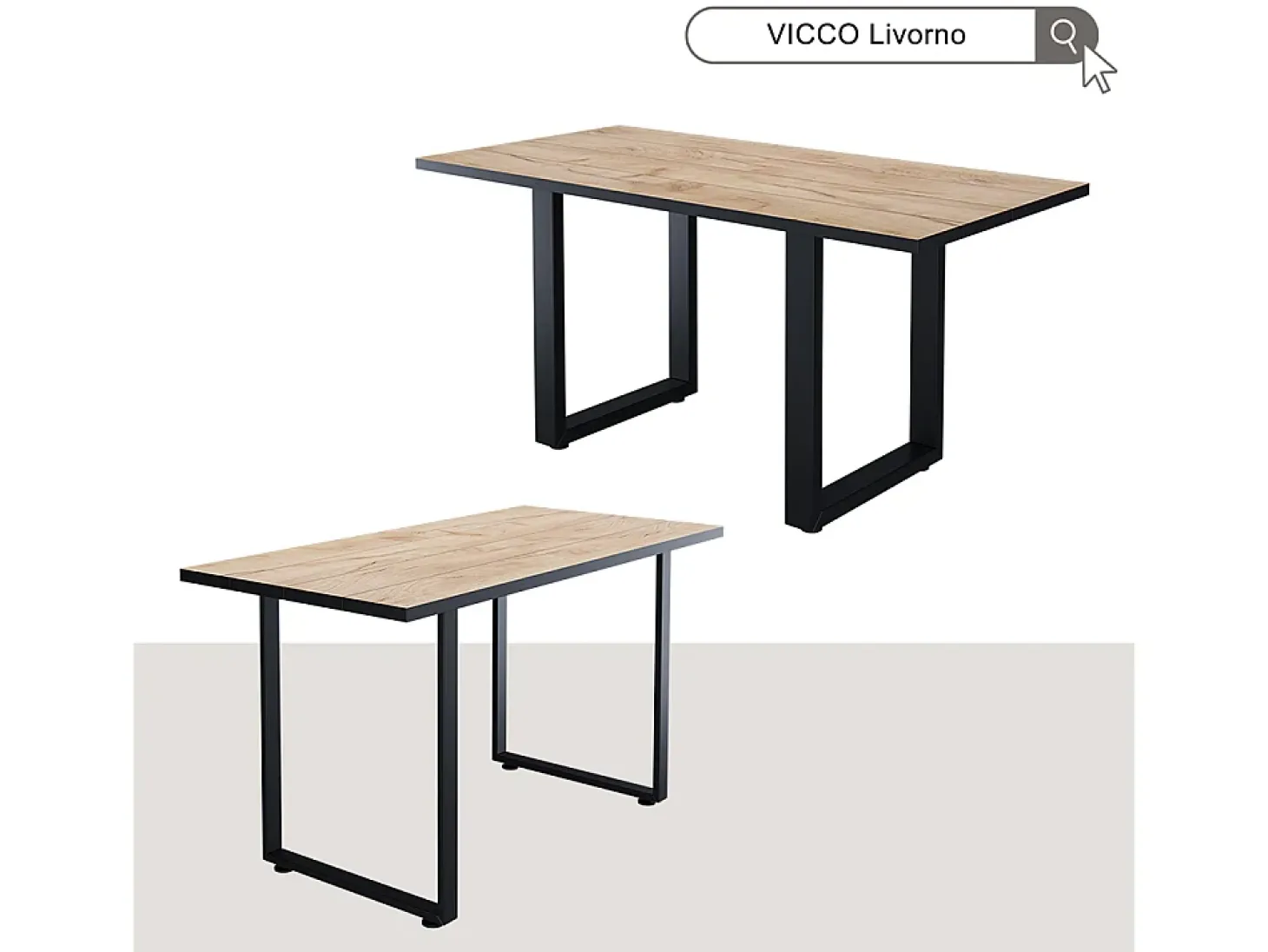 Mesa de comedor roble negro/dorado 140x70x77 livorno