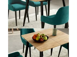 Mesa de comedor roble negro/dorado 80x70x75 beaver