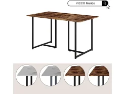 Mesa de comedor roble rústico/negro 140x80x75 merido