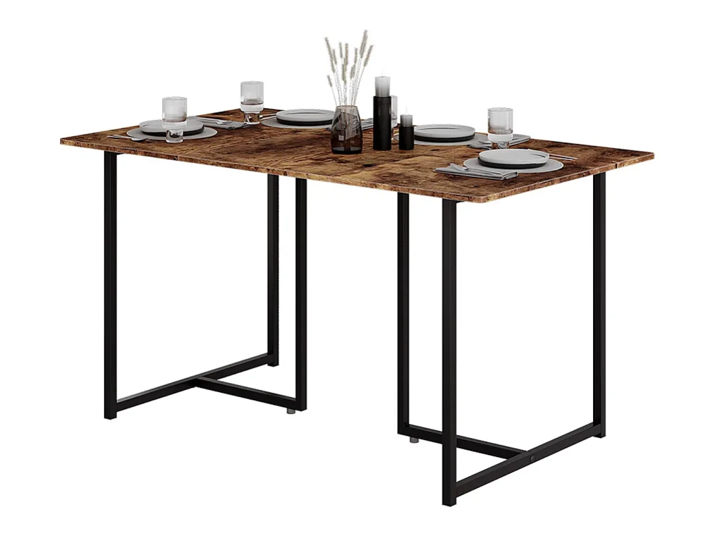 Mesa de comedor roble rústico/negro 140x80x75 merido