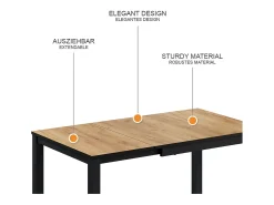 Mesa de comedor roble/antracita 120x70x76 granny