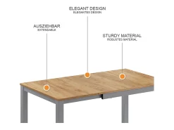 Mesa de comedor roble/gris 120x70x76 granny