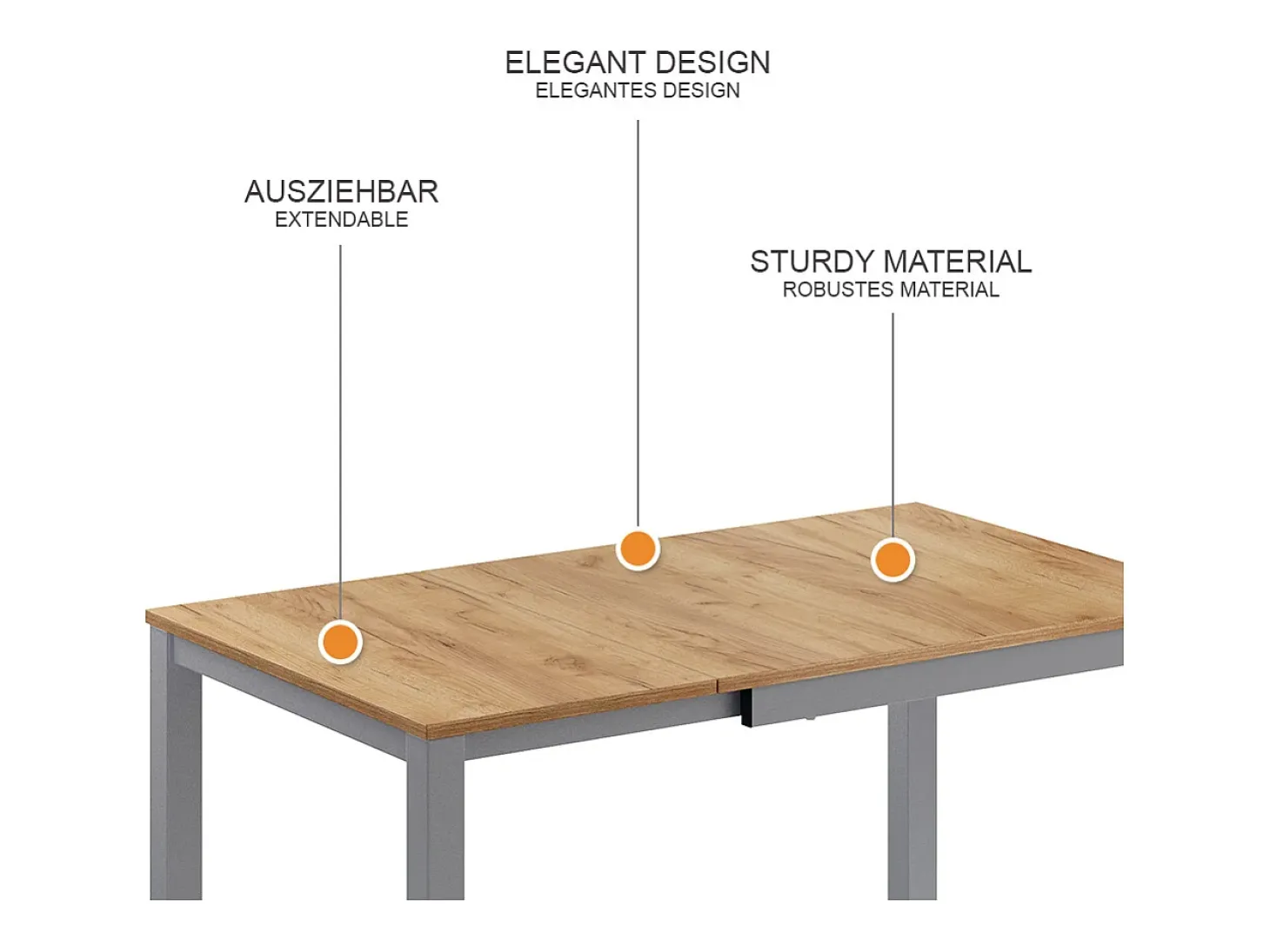 Mesa de comedor roble/gris 120x70x76 granny