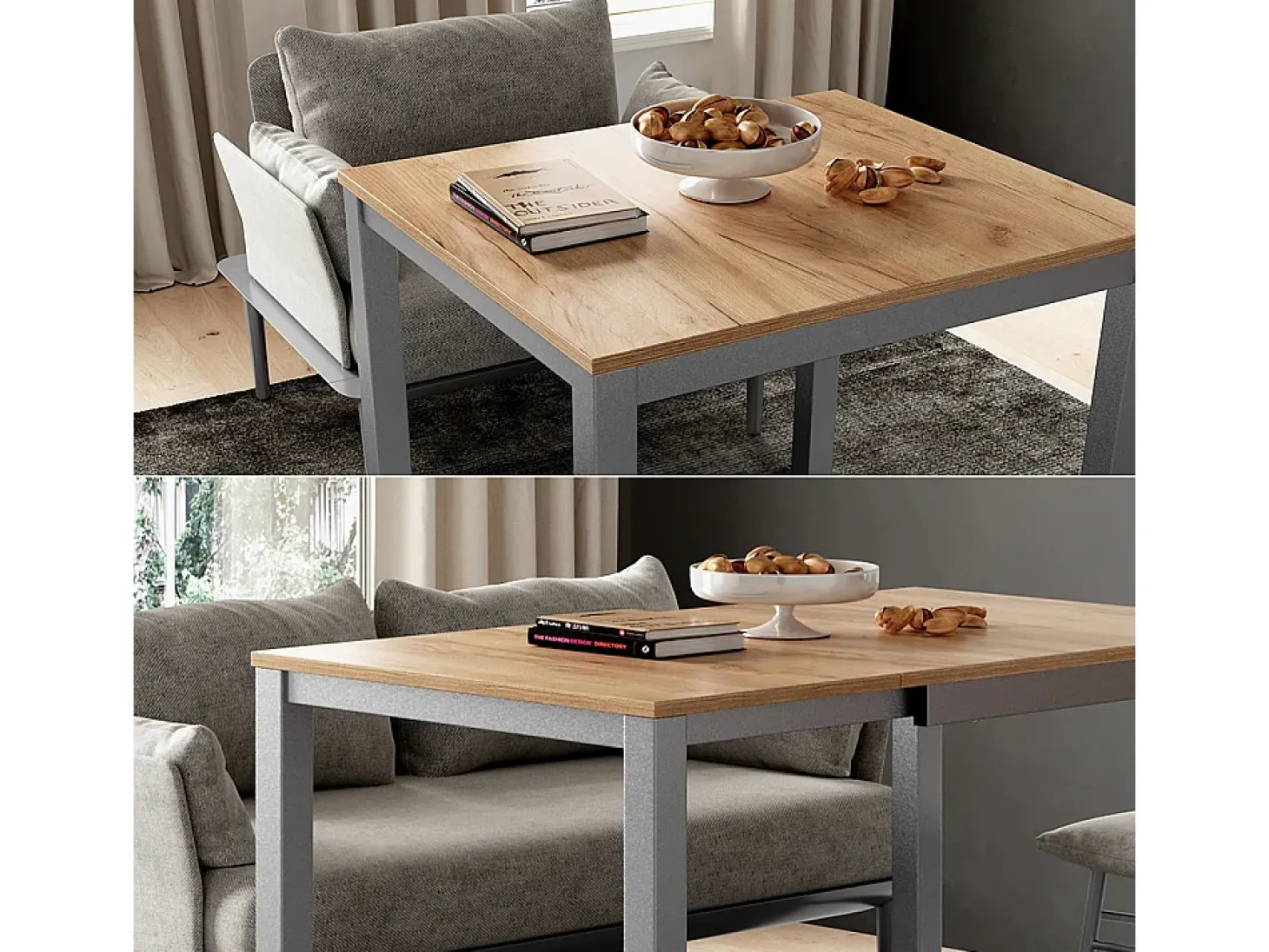 Mesa de comedor roble/gris 120x70x76 granny