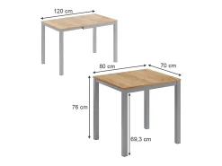 Mesa de comedor roble/gris 120x70x76 granny