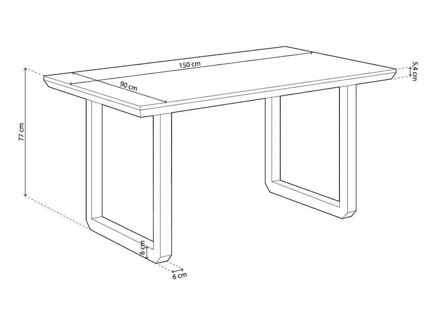 Mesa de comedor Roma diseño nórdico roble Nordish/negro 77x150x90 cm Adec