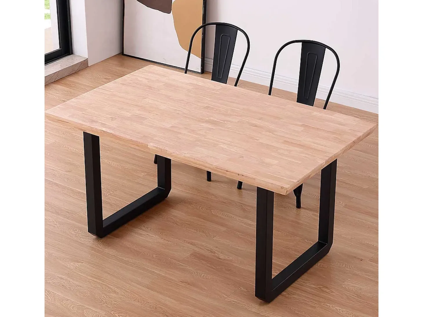 Mesa de comedor Roma diseño nórdico roble Nordish/negro 77x150x90 cm Adec