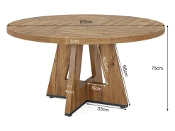 Mesa de comedor rústica, mesa redonda de 120 cm para 4 personas, mesa de comedor rústica
