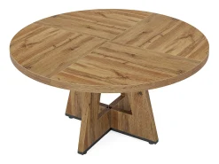 Mesa de comedor rústica, mesa redonda de 120 cm para 4 personas, mesa de comedor rústica