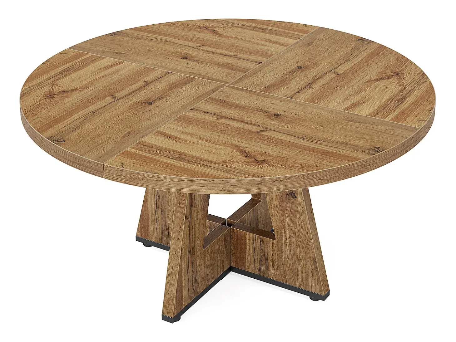 Mesa de comedor rústica, mesa redonda de 120 cm para 4 personas, mesa de comedor rústica