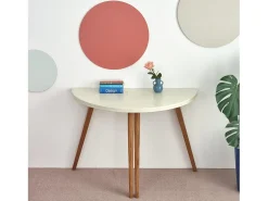 Mesa de comedor semicircular extensible 110 cm Mawi Blanco Tiza