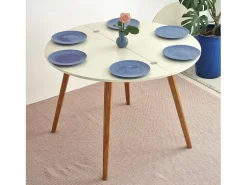 Mesa de comedor semicircular extensible 110 cm Mawi Marrón Beige