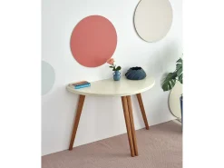 Mesa de comedor semicircular extensible 110 cm Mawi Marrón Beige
