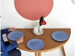 Mesa de comedor semicircular extensible 110 cm Mawi Nogal