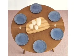 Mesa de comedor semicircular extensible 110 cm Mawi Nogal