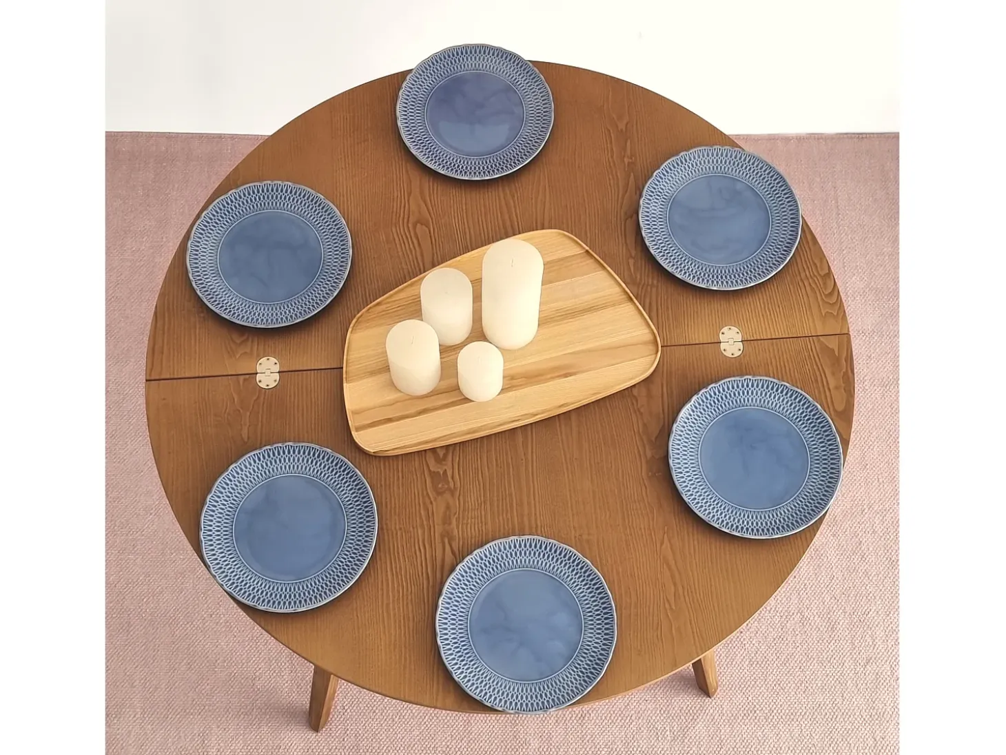 Mesa de comedor semicircular extensible 110 cm Mawi Nogal