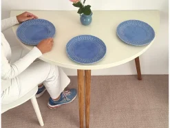 Mesa de comedor semicircular extensible 110 cm Mawi Blanca