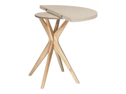 Mesa de comedor semicircular extensible 100 cm Jubi Marrón Beige