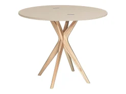 Mesa de comedor semicircular extensible 100 cm Jubi Marrón Beige
