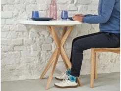 Mesa de comedor semicircular extensible 90 cm Jubi Verde Salvia
